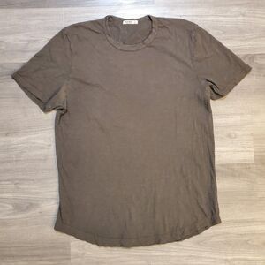 Buck Mason T Shirt Mens L Army Green Cotton Short Sleeve Curved Hem